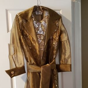 Takashi Gold sequin dress & Coat